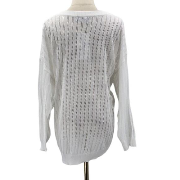 BLOOMCHIC 14-16 1X Plus White Round Neck Long Sleeve Kinit Top Sweater NWT b150 - Picture 2 of 6